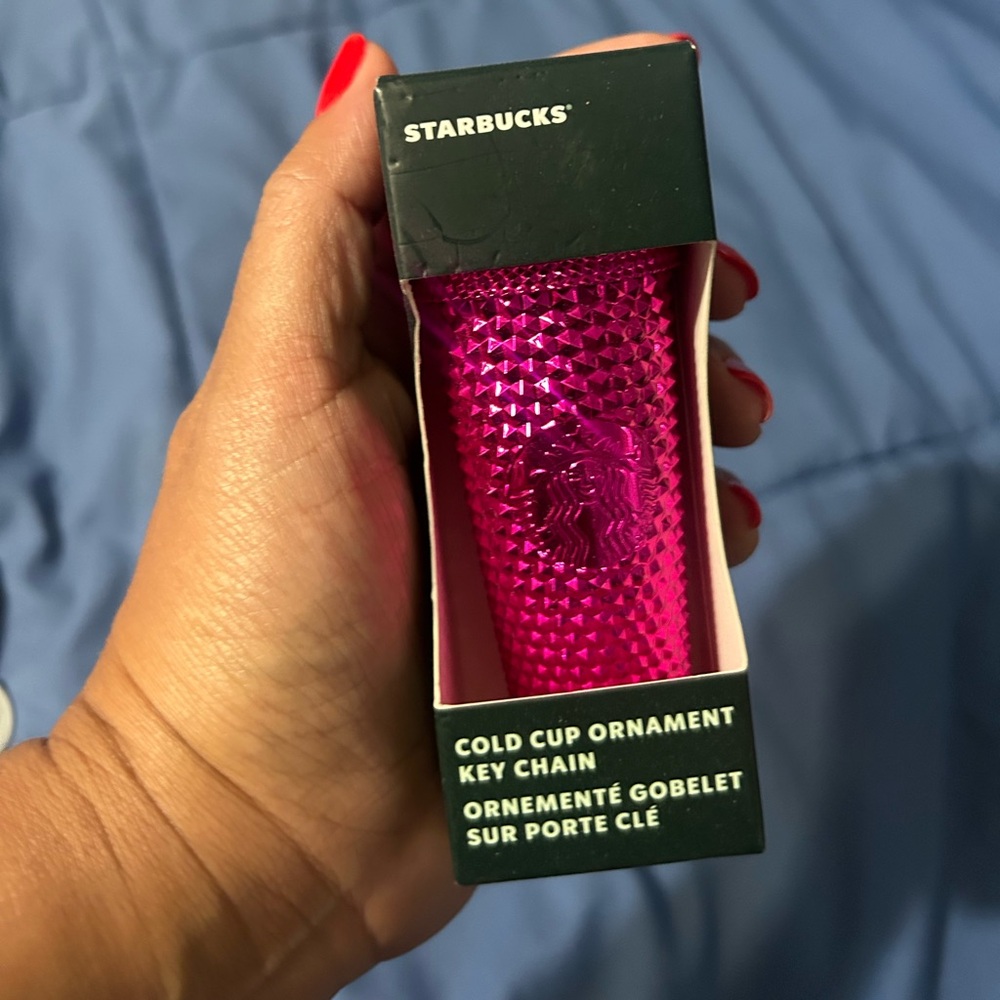 Starbucks pink chrome keychain